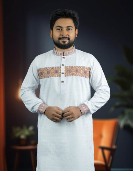 সাদা কালার পাঞ্জাবী (Code 227)