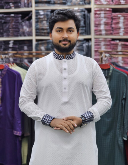 সাদা কালার পাঞ্জাবী (Code 238)