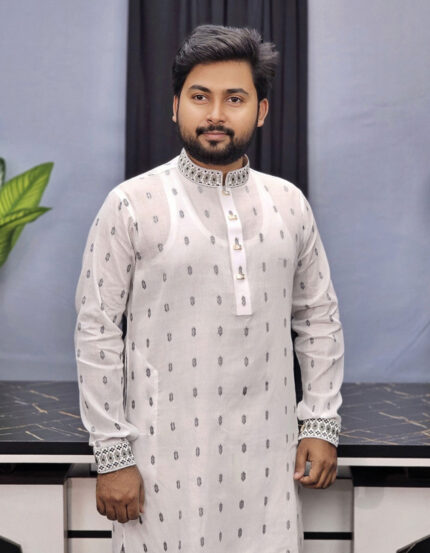 সাদা কালার পাঞ্জাবী  (Code 223)