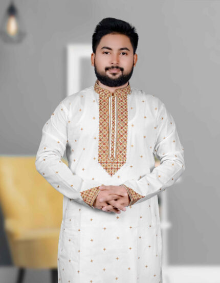 সাদা কালার পাঞ্জাবী (Code 266)
