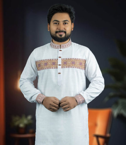 সাদা কালার পাঞ্জাবী (Code 227)