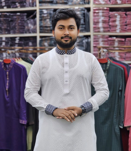 সাদা কালার পাঞ্জাবী (Code 238)