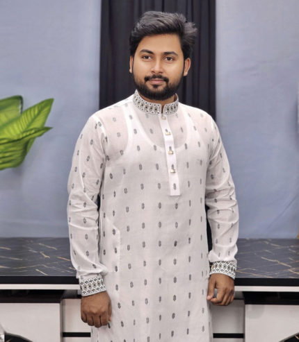 সাদা কালার পাঞ্জাবী (Code 224)