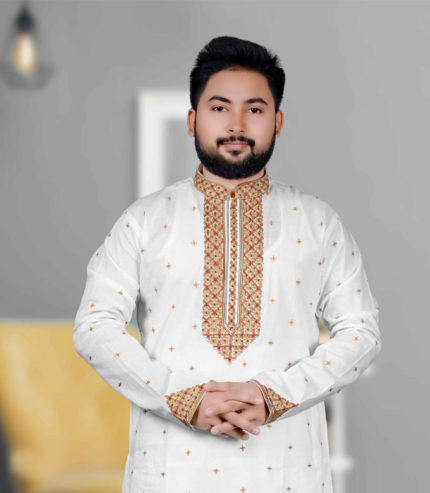 সাদা কালার পাঞ্জাবী (Code 266)